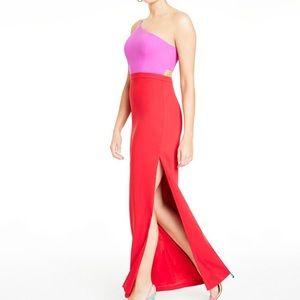 Aidan Mattox Colorblock Crepe Dress